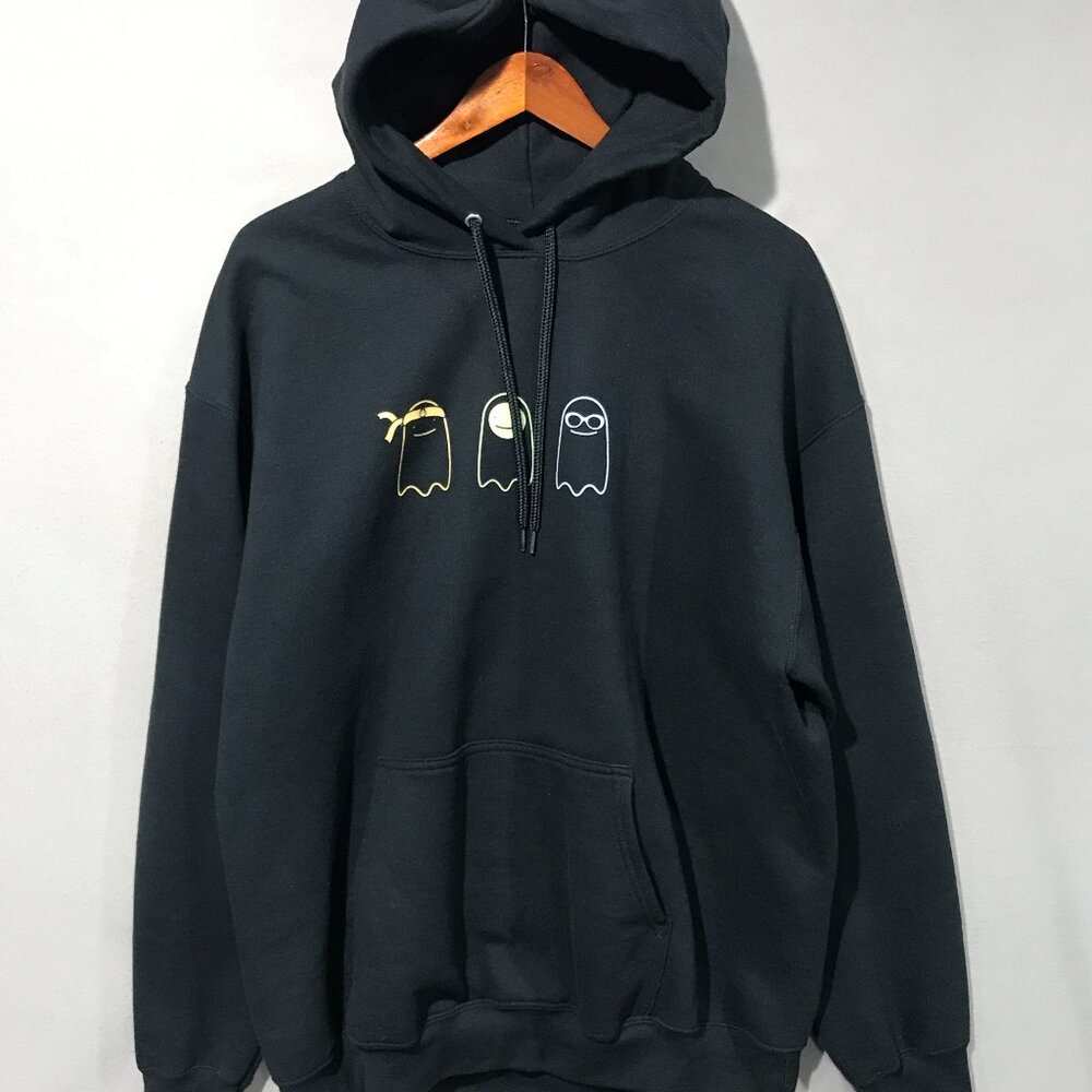 Dream Team Hoodie XL Black Halloween Pullover Sweatshirt Glow in the Dark Ghosts